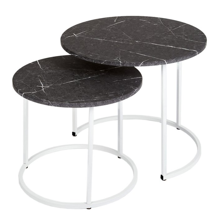 Набор из двух журнальных столиков МеталлАрт М001 черно-белого цвета Набор из двух журнальных столиков МеталлАрт М001 черно-белого цвета