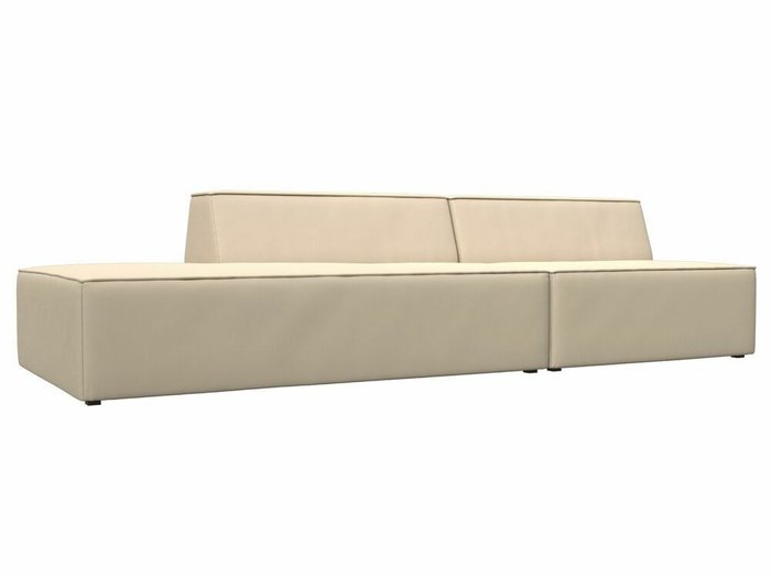 Прямой модульный диван Монс Модерн бежевого цвета (экокожа) левый