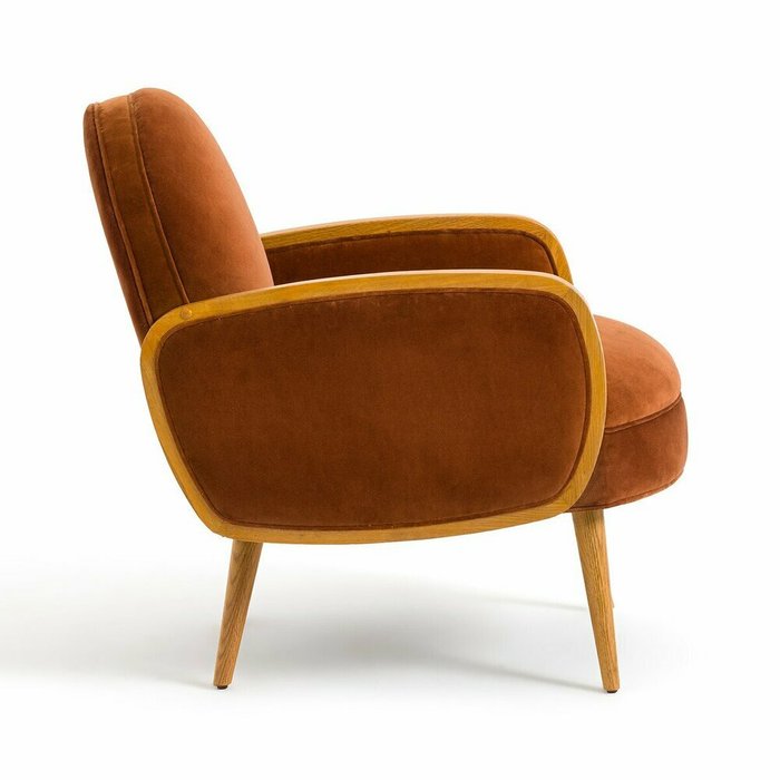 Кресло из велюра и дуба Buisseau оранжевого цвета - лучшие Интерьерные кресла в INMYROOM