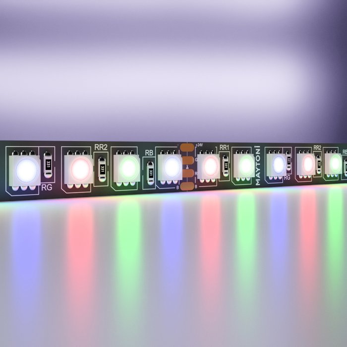 Светодиодная лента 24В 21Вт/м RGB IP20 черного цвета