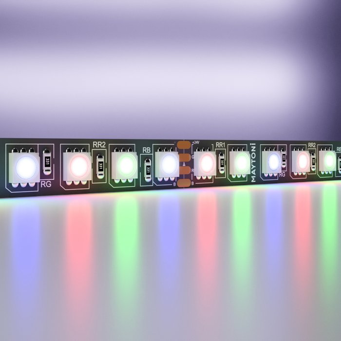 Светодиодная лента 24В 21Вт/м RGB IP20 черного цвета Светодиодная лента 24В 21Вт/м RGB IP20 черного цвета