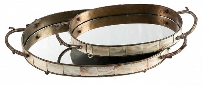 Набор из подносов "Noelle oval tray with mirror"