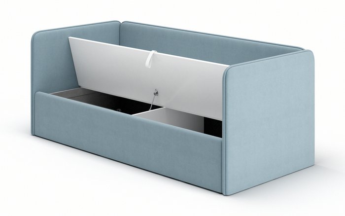 Кровать-диван Leonardo 80х180 голубого цвета с подъёмным механизмом и бортиком - купить Одноярусные кроватки по цене 21385.0