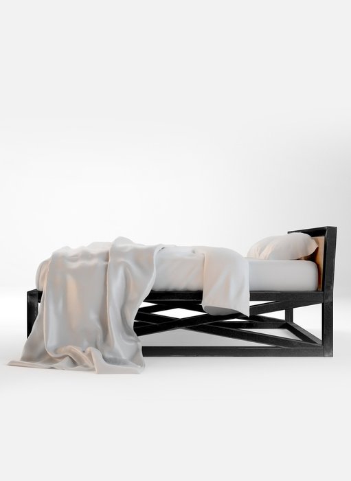   двуспальная кровать "industrial" из массива березы 140x200 см - лучшие Кровати для спальни в INMYROOM