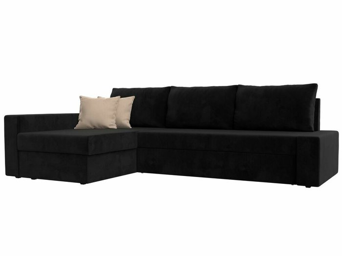 Угловой диван-кровать Версаль черного цвета левый угол