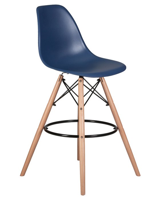 Стул барный синего цвета на деревянных ножках - купить Барные стулья по цене 4990.0