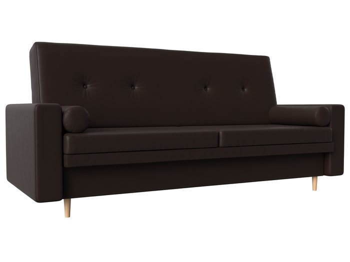 Прямой диван-кровать Белфаст темно-коричневого цвета (книжка/экокожа)