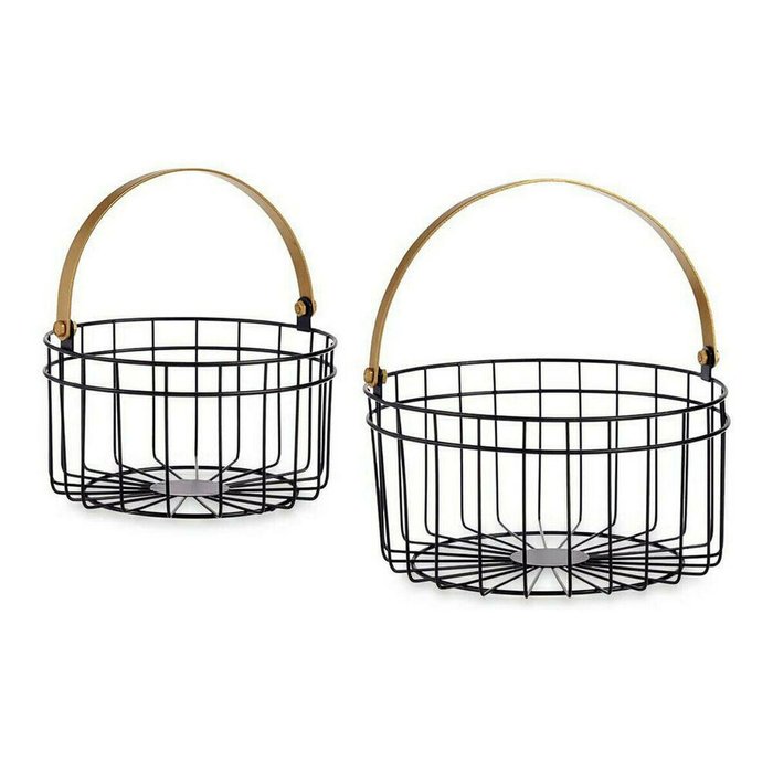 Корзина Чёрный Позолоченный Металл 25 x 27 x 25  (2 pcs)