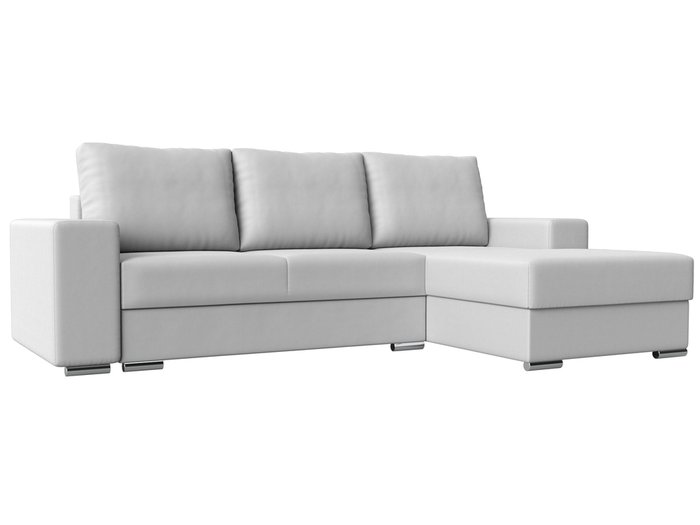 Угловой диван-кровать Дрезден белого цвета (экокожа) правый угол