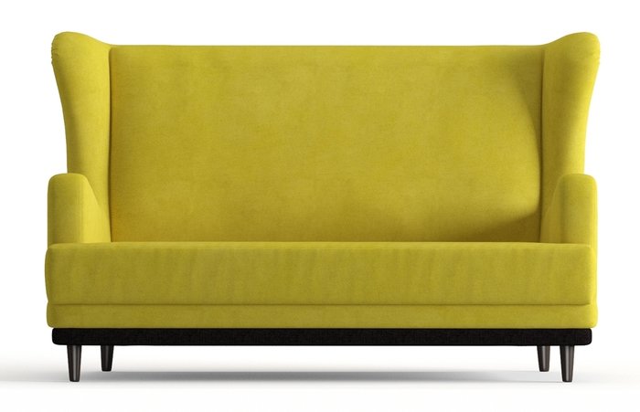Диван прямой Грэмми в обивке из велюра желтого цвета  - купить Прямые диваны по цене 17990.0