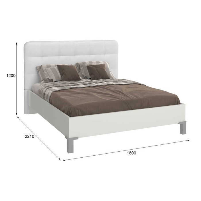 Кровать Piano 160х200 без подъемного механизма белого цвета - купить Кровати для спальни по цене 65294.0