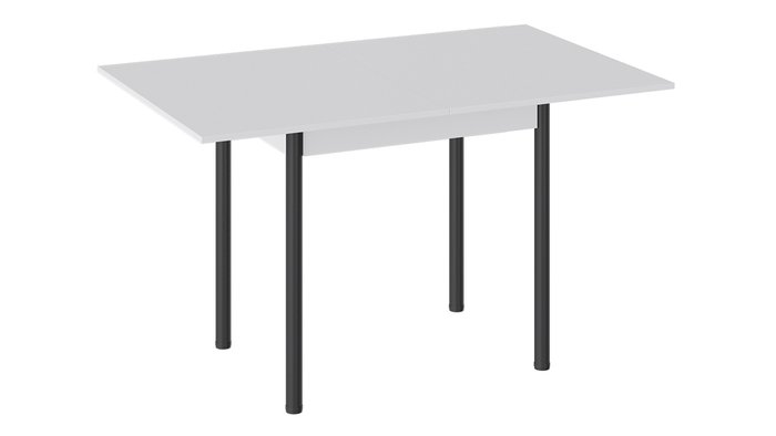 Обеденный стол Родос белого цвета на черных ножках - лучшие Обеденные столы в INMYROOM