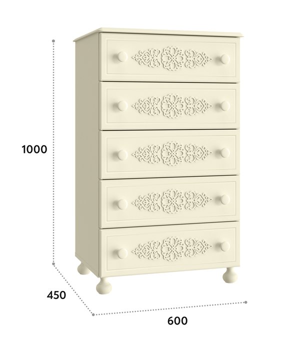 Комод Ассоль плюс АС-62 цвета ваниль - лучшие Комоды в INMYROOM