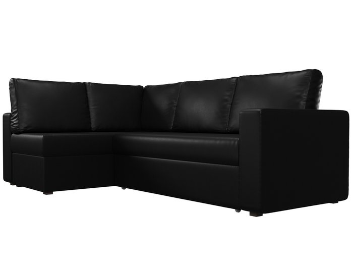 Угловой диван-кровать Оливер черного цвета (экокожа) левый угол - лучшие Угловые диваны в INMYROOM