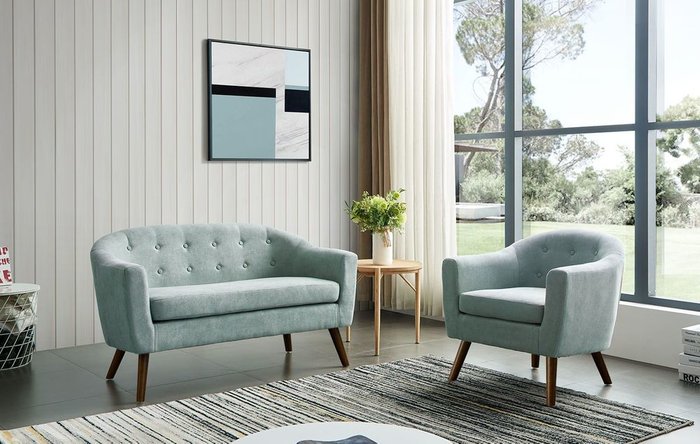 Прямой диван Florence M бирюзового цвета - лучшие Прямые диваны в INMYROOM
