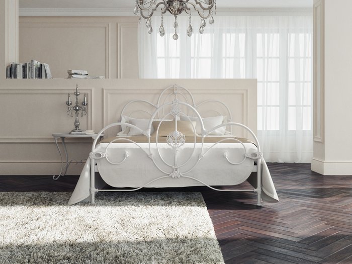 Кровать Прима 180х200 бело-глянцевого цвета