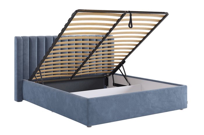 Кровать с подъемным механизмом Ева 160х200 синего цвета - лучшие Кровати для спальни в INMYROOM