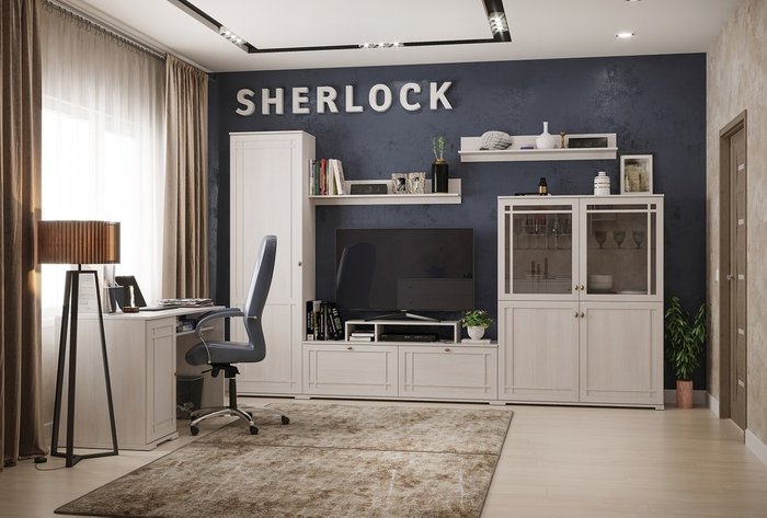 Шкаф Sherlock 71 левый бело-серого цвета - лучшие Шкафы распашные в INMYROOM Шкаф Sherlock 71 левый бело-серого цвета - лучшие Шкафы распашные в INMYROOM