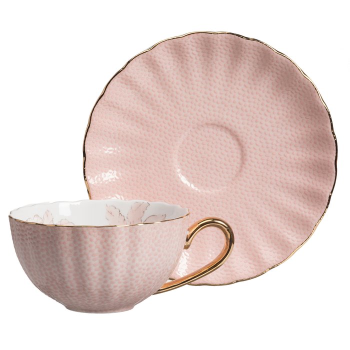 Чайная пара с цветами Arista Розовая - лучшие Чашки в INMYROOM
