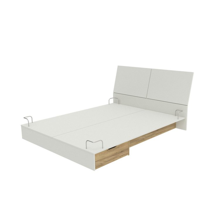 Кровать Лада 160х200 светло-серого цвета с ящиками и подсветкой Кровать Лада 160х200 светло-серого цвета с ящиками и подсветкой