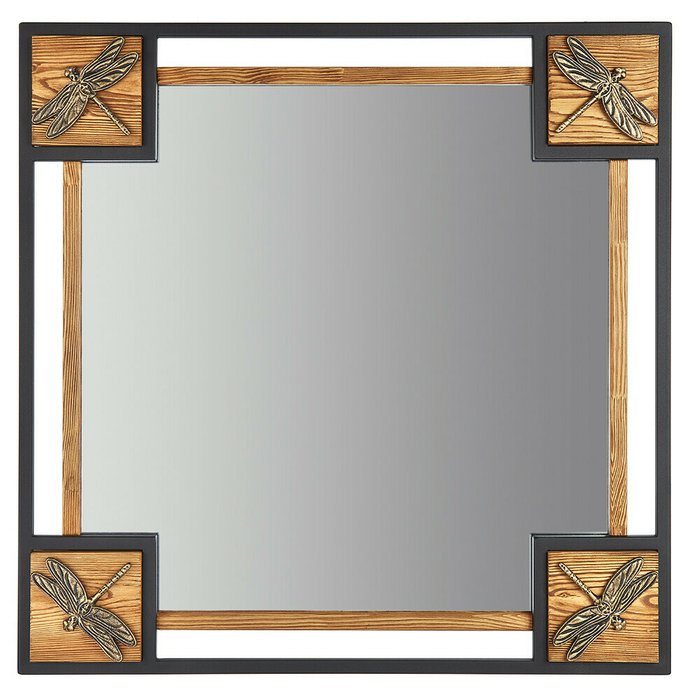 Зеркало настенное Стрекозы черно-золотого цвета