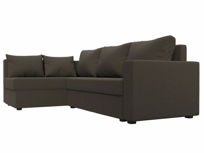 Угловой диван-кровать Мансберг темно-коричневого цвета левый угол - лучшие Угловые диваны в INMYROOM