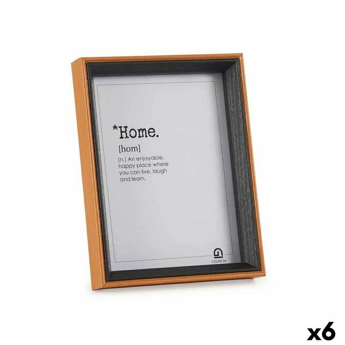 Фоторамка Стеклянный Чёрный Коричневый Деревянный MDF (17 x 22 x 3 cm) (6 штук)