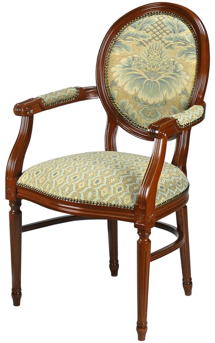 Стул-кресло деревянный Астория коричнево-голубого цвета
