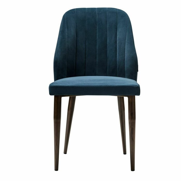 Стул Alen темно-синего цвета с коричневыми ножками - купить Обеденные стулья по цене 12990.0