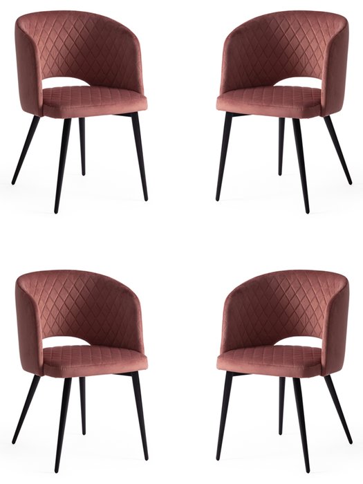 Набор из четырех стульев Wind кораллового цвета