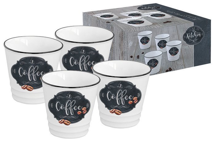 Набор из 4-х чашек для кофе "Кухня в стиле "Ретро" в подарочной упаковке Easy Life (R2S)