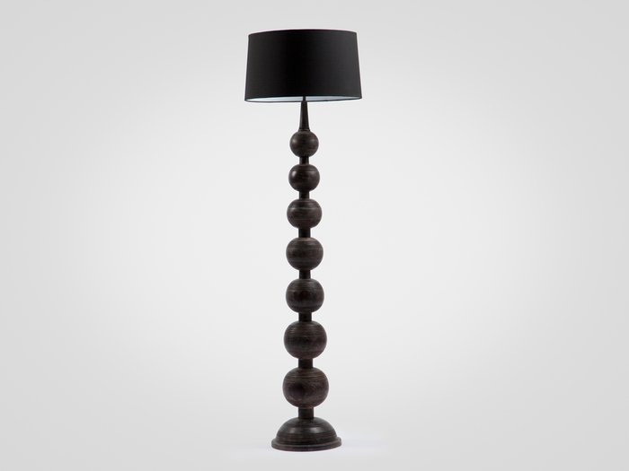 Лампа напольная из дерева махагони с черным абажуром