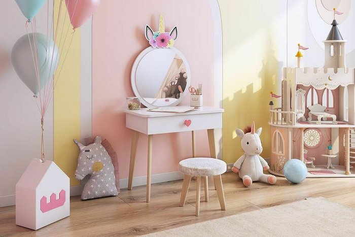 Набор детской мебели Единорожка белого цвета - купить Детские столы по цене 8590.0