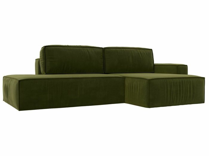 Угловой диван-кровать Прага модерн зеленого цвета правый угол