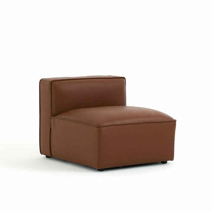 Кресло модульное из кожи Seven коричневого цвета