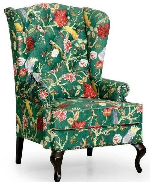 Кресло каминное Largo с ушками дизайн 10 зеленого цвета