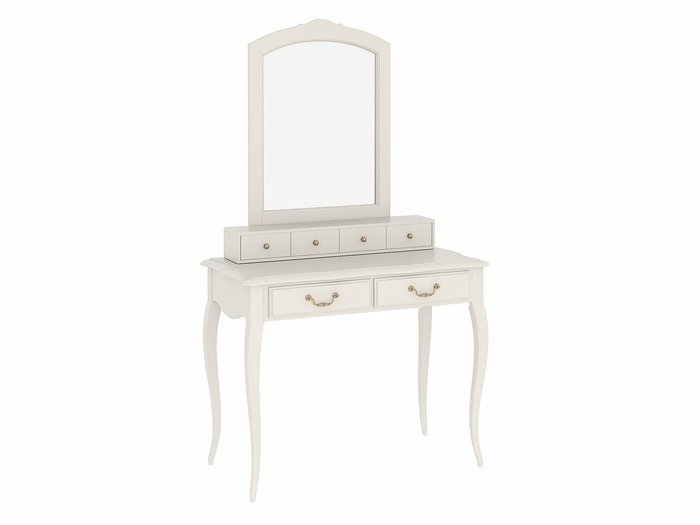 Туалетный стол Малонн Ави с секретером и зеркалом ванильного цвета