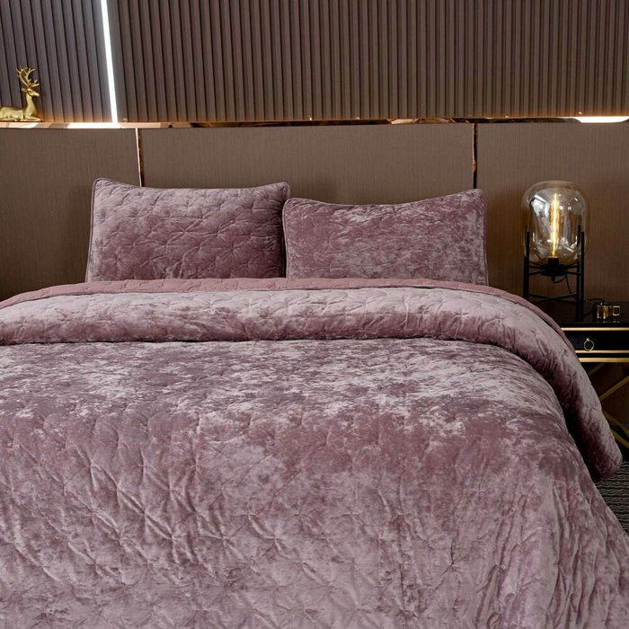 Покрывало с наволочкой Алира 160х220 пепельно-розового цвета - лучшие Покрывала в INMYROOM