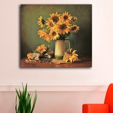Стильная картина для декора стен "Полевые подсолнухи" - купить Принты по цене 2790.0