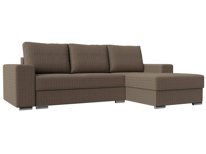 Угловой диван-кровать Дрезден бежево-коричневого цвета правый угол