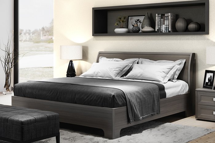 Кровать Парма Нео-3 180х200 серо-коричневого цвета без подъемного механизма - купить Кровати для спальни по цене 32005.0