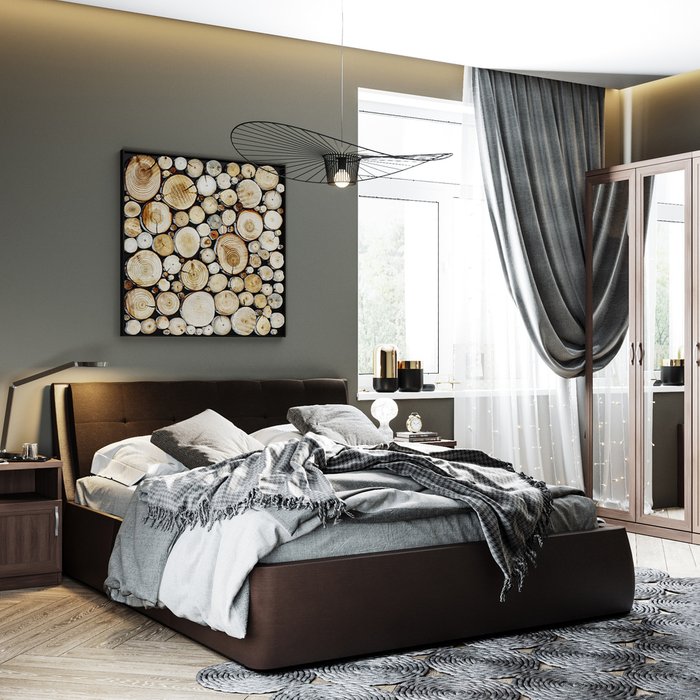 Кровать Гесиона 180х200 темно-коричневого цвета с подъемным механизмом  - купить Кровати для спальни по цене 47200.0