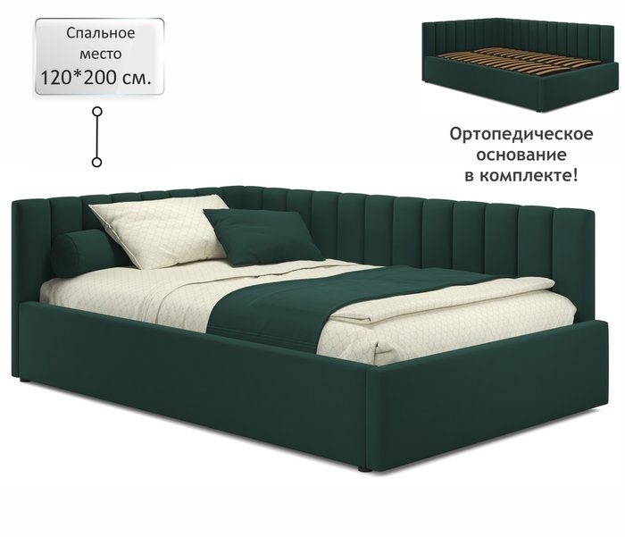 Кровать Milena 120х200 темно-зеленого цвета без подъемного механизма - купить Кровати для спальни по цене 20990.0