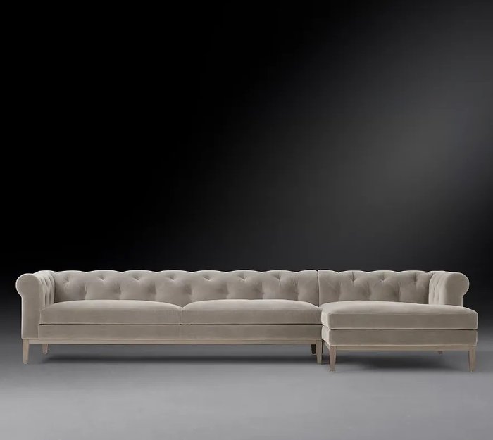 Угловой диван Modena Chesterfield Oak серого цвета - купить Угловые диваны по цене 186500.0