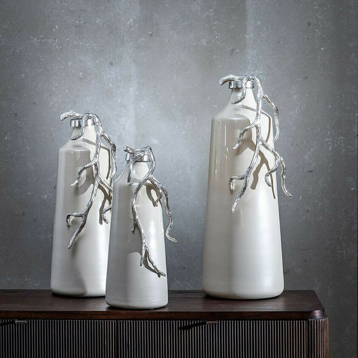 бутылка Бежевый Серебристый Алюминий Стеклянный 15 x 11 x 37 cm Декоративный - купить Фигуры и статуэтки по цене 9356.0