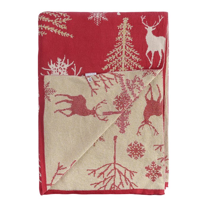Плед из хлопка с новогодним рисунком Winter fairytale 130х180 красного цвета - лучшие Пледы в INMYROOM Плед из хлопка с новогодним рисунком Winter fairytale 130х180 красного цвета - лучшие Пледы в INMYROOM