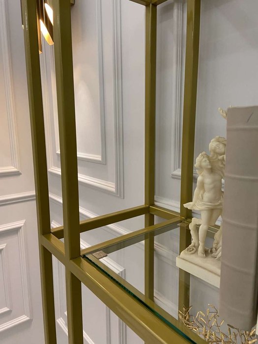Стеллаж "Gustav" золото с бронзовым стеклом (2100х1000х300) - лучшие Стеллажи в INMYROOM