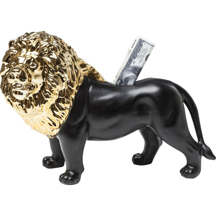 Копилка Lion черно-золотого цвета - купить Фигуры и статуэтки по цене 6622.0