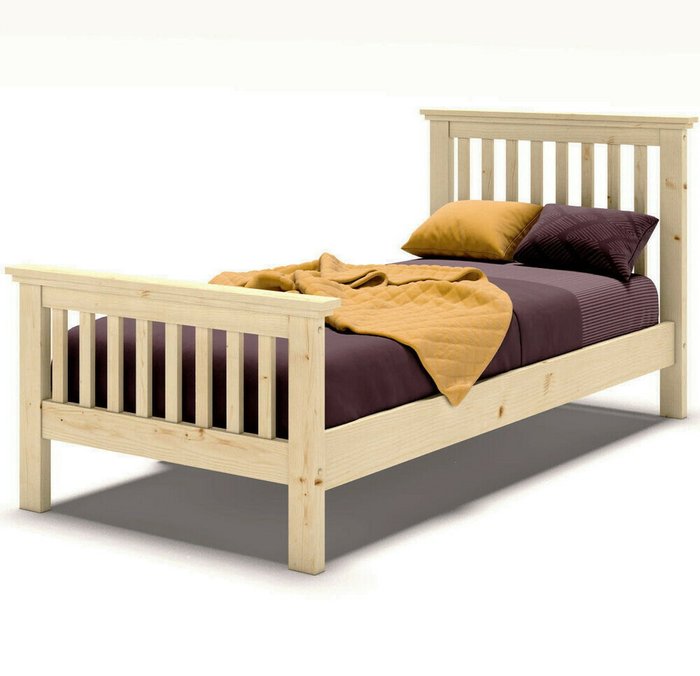 Кровать односпальная 90х200 с изножьем из массива дерева 