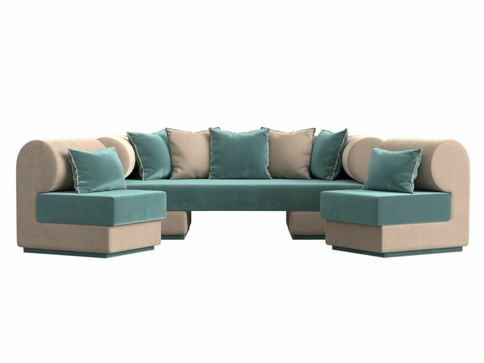 Набор мягкой мебели Кипр 3 бирюзово-бежевого цвета - купить Комплекты мягкой мебели по цене 101997.0